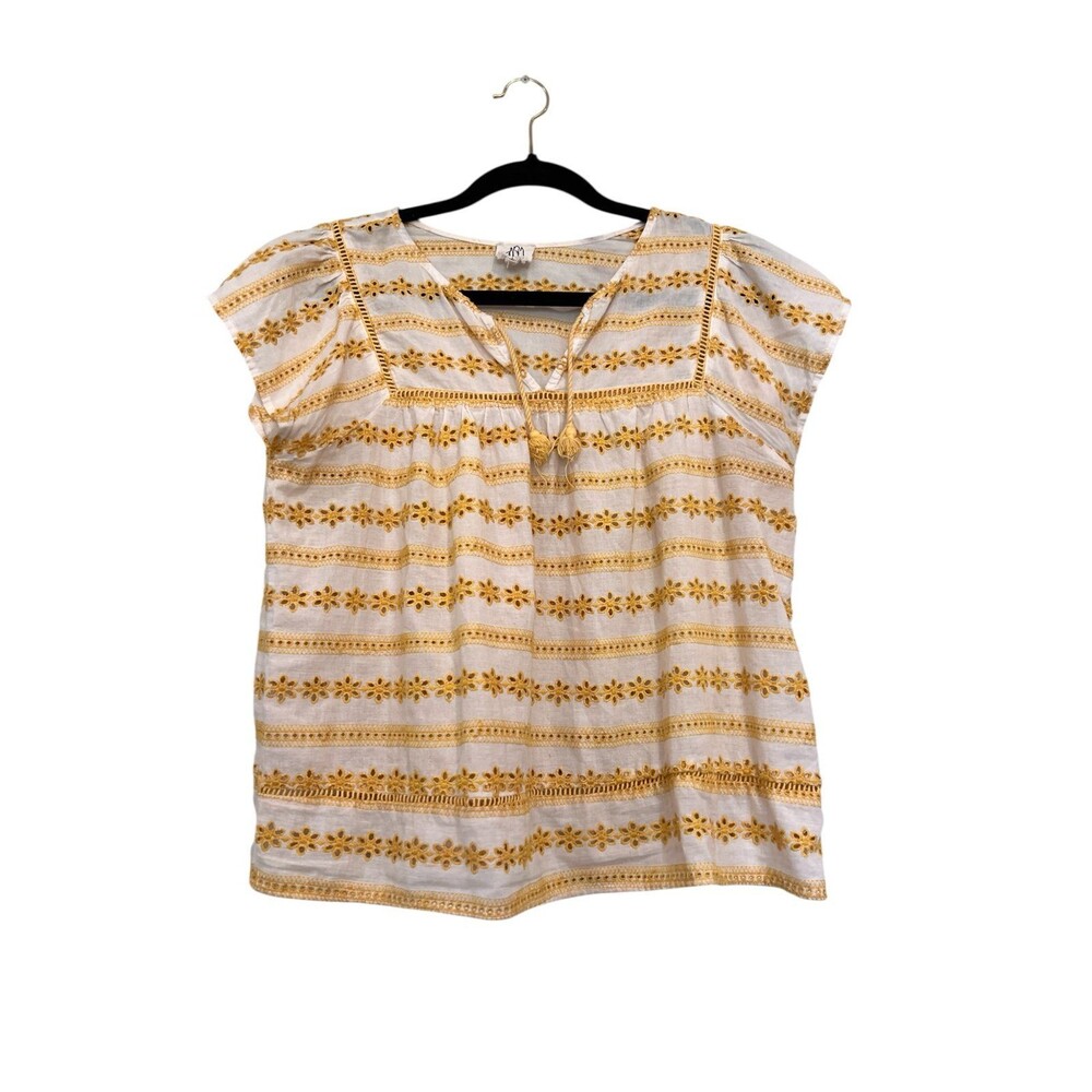 dRA LA Yellow & White Eyelet Tank